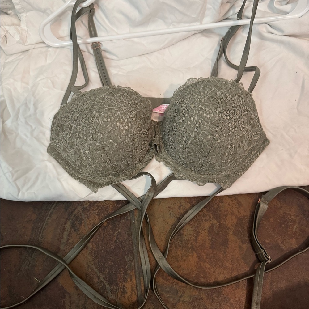 PINK Victoria's Secret Lace Bra in Sage